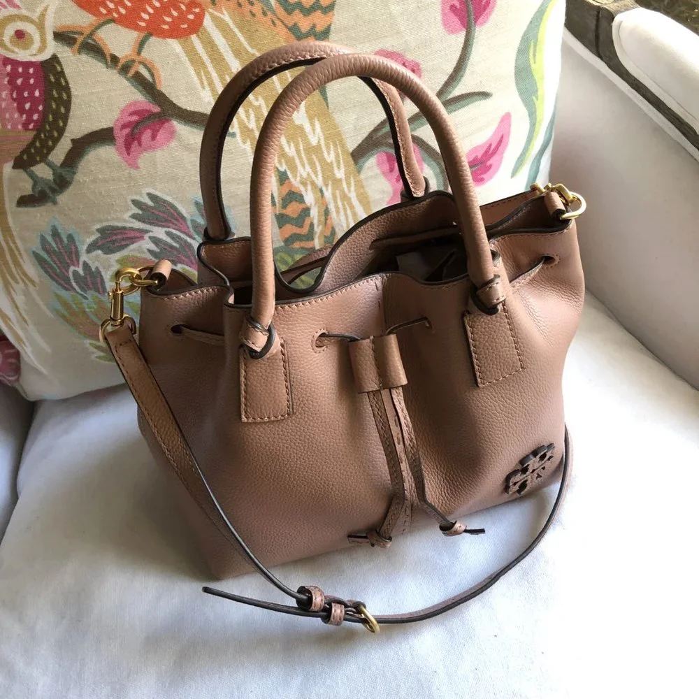 💗 Tory Burch McGraw Small Drawstring Satchel in Medowsweet
